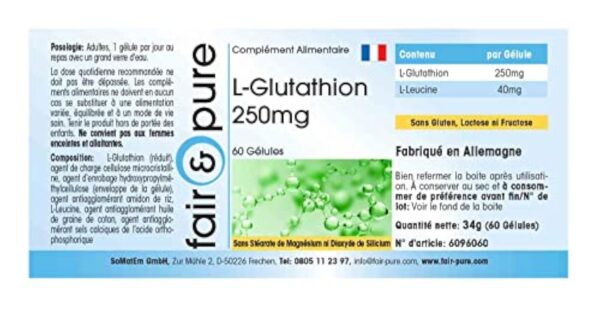 Fair & Pure® - L-Glutathion 250mg - réduit - végan - 60 gélules – Image 5