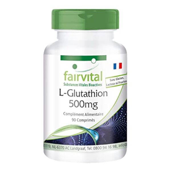 Fairvital | L-Glutathion 500mg - boite de 3 mois - VEGAN - Fortement dosé - 90 comprimés