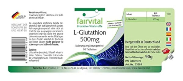 Fairvital | L-Glutathion 500mg - boite de 3 mois - VEGAN - Fortement dosé - 90 comprimés – Image 3