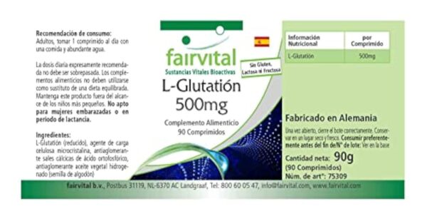 Fairvital | L-Glutathion 500mg - boite de 3 mois - VEGAN - Fortement dosé - 90 comprimés – Image 6