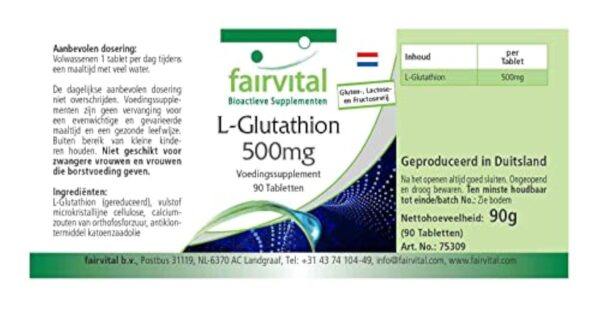 Fairvital | L-Glutathion 500mg - boite de 3 mois - VEGAN - Fortement dosé - 90 comprimés – Image 8