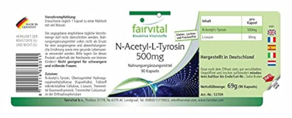 Fairvital | N-Acétyl-L-Tyrosine - 90 gélules de NALT pour 3 mois - hautement dosé, forme développée de la L-Tyrosine – Image 3