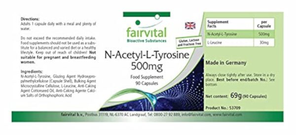 Fairvital | N-Acétyl-L-Tyrosine - 90 gélules de NALT pour 3 mois - hautement dosé, forme développée de la L-Tyrosine – Image 4