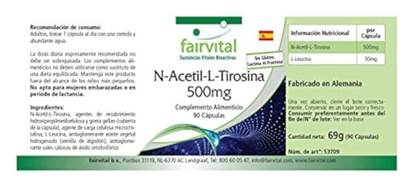 Fairvital | N-Acétyl-L-Tyrosine - 90 gélules de NALT pour 3 mois - hautement dosé, forme développée de la L-Tyrosine – Image 5