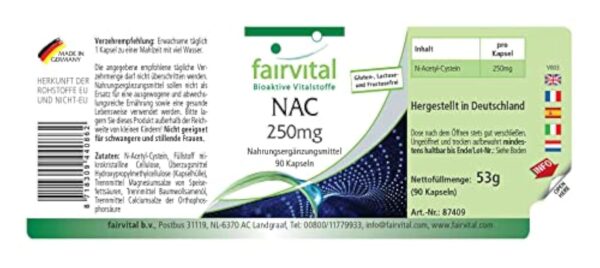 Fairvital | NAC 250 mg - set pour pendant 3 mois - 90 gélules - acides aminés - N-acétyl-cystéine – Image 3