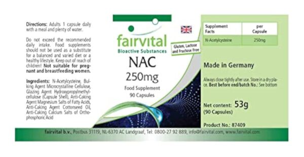 Fairvital | NAC 250 mg - set pour pendant 3 mois - 90 gélules - acides aminés - N-acétyl-cystéine – Image 4