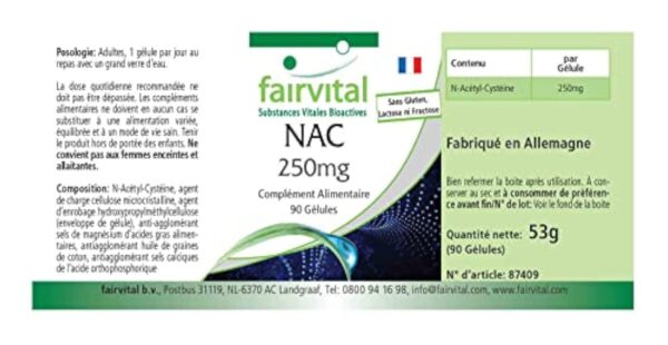 Fairvital | NAC 250 mg - set pour pendant 3 mois - 90 gélules - acides aminés - N-acétyl-cystéine – Image 6