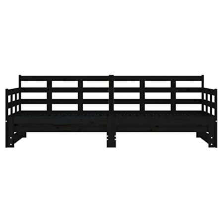 Festnight canape Convertible,lit Coulissant 2 Personnes, Lit d’Invité,Lit de Jour, Lit Double en Bois,lit Banquette,Banquette Convertible-Noir-2x (80 x 200) cm – Image 7