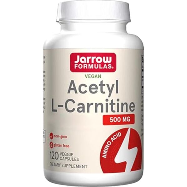 Jarrow Formulas, Acetyl-L-Carnitine, 500mg, Haute Dosé, 120 Capsules végétaliennes, Sans Gluten, Végétarien, Sans Soja, Sans OGM