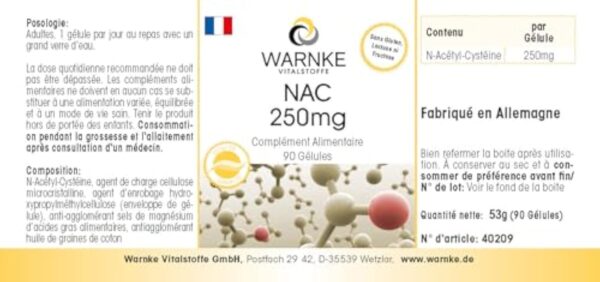 NAC 250mg - 90 gélules - N-acétylcystéine - hautement dosé - végétalien | Warnke Vitalstoffe - Qualité des pharmacies allemandes – Image 5