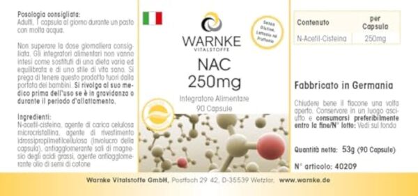 NAC 250mg - 90 gélules - N-acétylcystéine - hautement dosé - végétalien | Warnke Vitalstoffe - Qualité des pharmacies allemandes – Image 7