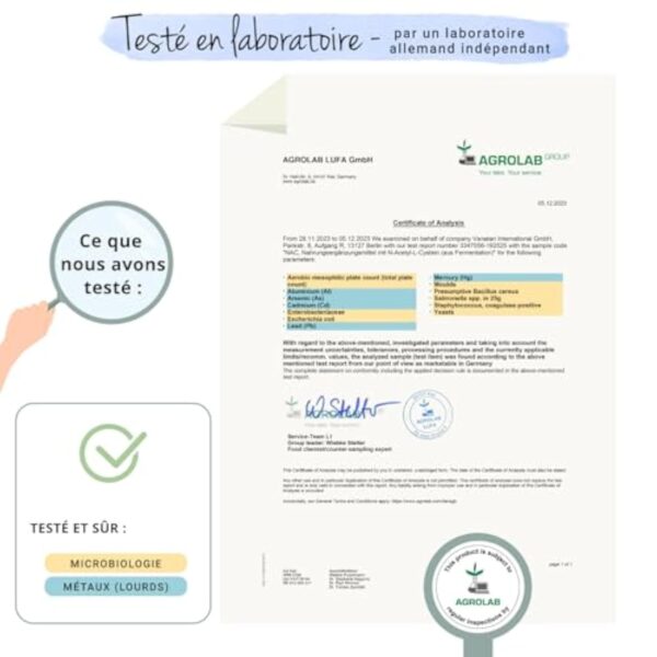 NAC N-Acetyl-Cysteine 600mg | Forme Pure : Haute Biodisponibilité | Sans Additifs | Antioxydant Puissant | 120 Gélules | VEGAN | Vegavero® – Image 7