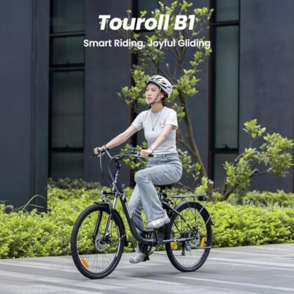 Touroll B1 Vélo Électrique, 26" vélo électrique Urbain avec 36V 15.6Ah Batterie Amovible, Vélo de Ville électrique 250W, 7 Vitesses, E-Bike Urbain pour Adulte – Image 3