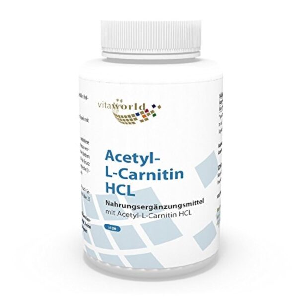 Vita World Acetyl L-carnitine 1000mg 120 Capsules doses très élevées haute biodisponibilité Made in Germany acétyl-carnitine