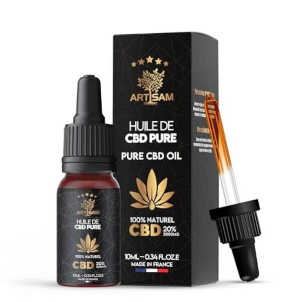 ARTISAM | Huile de CBD PURE H 20% Pressée à Froid | Huile de Graines de chanvre | Formule Premium Fabriquée en France | Sommeil Puissant | cdb Hemp Oil herbe puff hhc 10ml