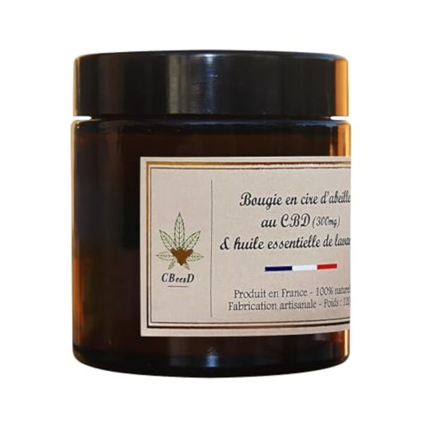 Bougie en cire d'abeille et CBD (300mg) & huille essentielle de Lavande – Image 4