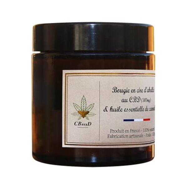 Bougie en cire d'abeille au CBD (300 mg) & huile essentielle de Cannelle - 100% naturel - Produit français – Image 4