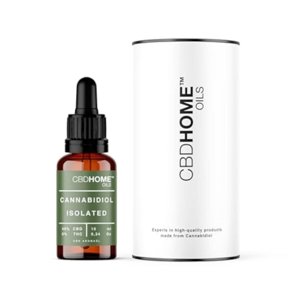 CBD HOME Oils - Huile de CBD 40% FORTE 10 ml - Isolé - Huile de Coco (MCT) et Chanvre Biologique Enrichi avec 40% de CBD Pur et Omega 3-6-9. Huile de CBD Certifié 4000 mg - Fabriquée dans l'UE