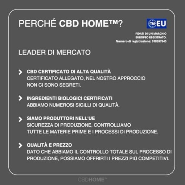 CBD HOME Oils - CBD Oil 20% 50 ml - Isolé - Huile de Coco (MCT) et Chanvre Biologique Enrichi avec 10 000 mg de CBD Pur, Mélatonine et Omega 3-6-9. Huile de CBD Certifiée - Fabriquée dans l'UE – Image 4