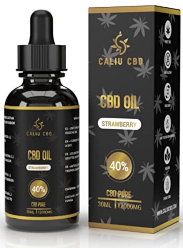 CBD | Huile cbd de chanvre bio | 40% 12000mg 30ML | Cbd oil chanvre | Cbd Huile de Fraise | Fabriqué dans l'UE | 0% THC 1200 gouttes | Huile de graines de cannabis