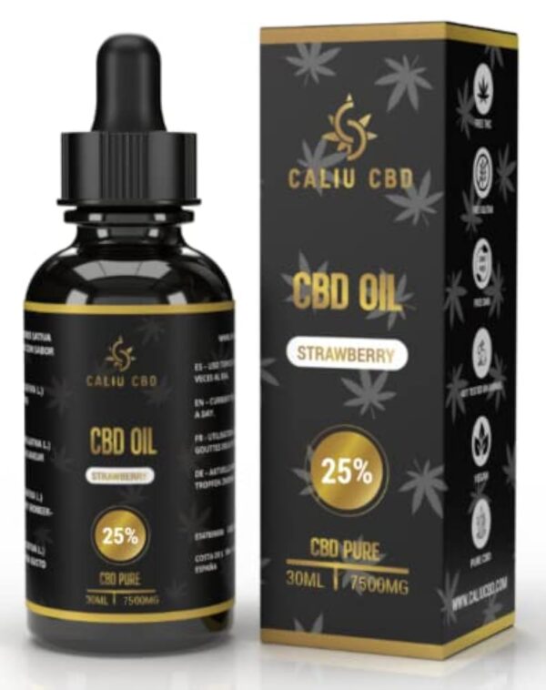 CBD | Huile cbd de chanvre bio | 25% 7500mg 30ML | À l'extrait de fraise | Cbd Huile de chanvre | Fabriqué dans l'UE | 0% THC 1200 gouttes | Huile de graines de cannabis.de chanvre.