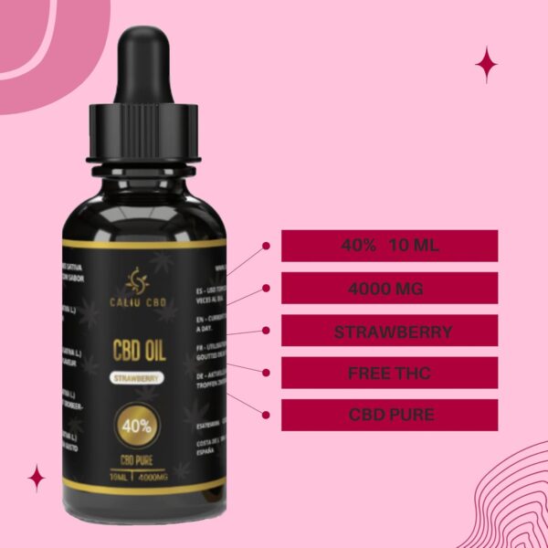 CBD | Huile cbd de chanvre bio | 40% 4000mg 10ML | À l'extrait de fraise | Cbd Huile de chanvre | Fabriqué dans l'UE | 0% THC 400 gouttes | Huile de graines de cannabis.de chanvre.