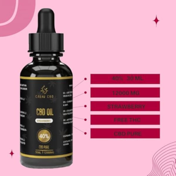 CBD | Huile cbd de chanvre bio | 40% 12000mg 30ML | Cbd oil chanvre | Cbd Huile de Fraise | Fabriqué dans l'UE | 0% THC 1200 gouttes | Huile de graines de cannabis – Image 3