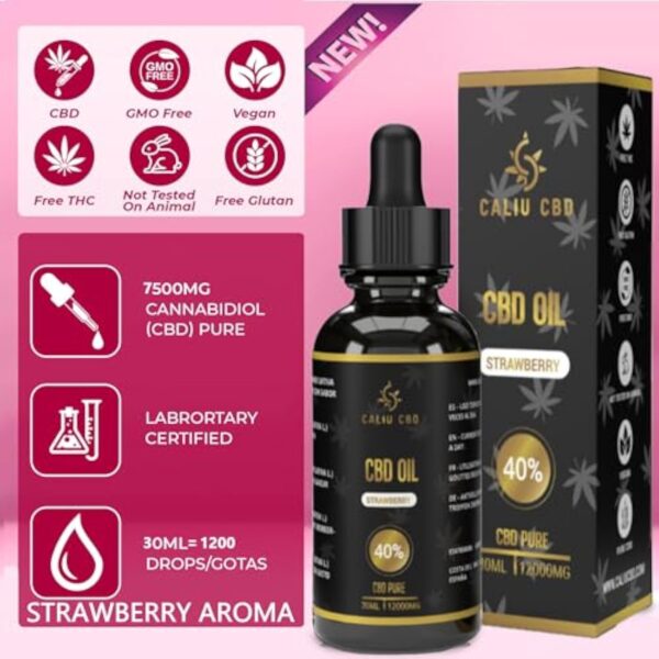 CBD | Huile cbd de chanvre bio | 40% 12000mg 30ML | Cbd oil chanvre | Cbd Huile de Fraise | Fabriqué dans l'UE | 0% THC 1200 gouttes | Huile de graines de cannabis – Image 4