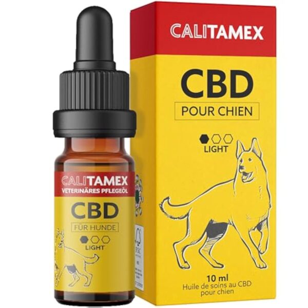 Calitamex | Huile de CBD pour Chien développée avec Vétérinaires | Certifiée comme sans THC | Chanvre d'agriculture Bio | Contient 400MG de CBD isolé dans Huile d'Algues et Noix de Coco MCT, 10ml