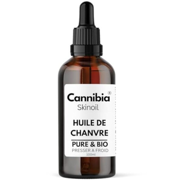 Cannibia Véritable Huile de Chanvre Bio, Pure & Naturelle - 100 ml - Hydratation Intense & Anti-âge - Corps, Peau, Visage, Cheveux.