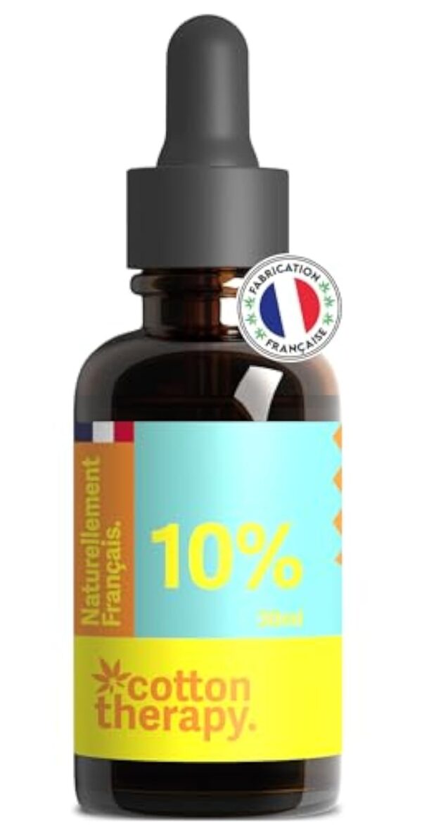 Cotton Therapy-Huile de Coco MCT Huile-Huile de Graines de Chanvre Sativa Pressée à froid-CBD-10%-3000mg-Flacon Pipette 30ml-Anti-Stress-Réduit l'anxiété-Anti-inflammatoire-Anti-douleur-Sommeil