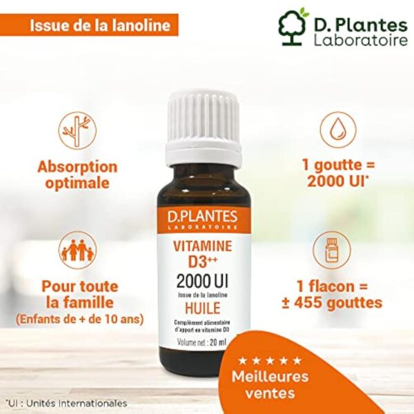 D.Plantes - Vitamine D3++ 2000 UI - Huile - 20ml – Image 4