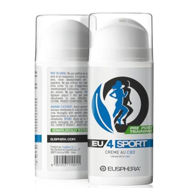 EUSPHERA - EU4SPORT - Crème de massage sportif pour la fatigue musculaire post-entraînement 100% naturelle avec CBD, griffe du diable, arnica et aloès (75 ml) – Image 3