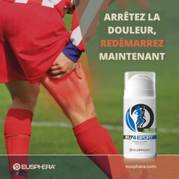 EUSPHERA - EU4SPORT - Crème de massage sportif pour la fatigue musculaire post-entraînement 100% naturelle avec CBD, griffe du diable, arnica et aloès (75 ml) – Image 5