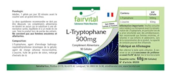 Fairvital | L-Tryptophane 500mg - VEGAN - Fortement dosé - 90 capsules - acide aminé essentiel – Image 5