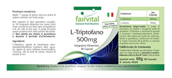 Fairvital | L-Tryptophane 500mg - VEGAN - Fortement dosé - 90 capsules - acide aminé essentiel – Image 7