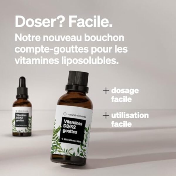 Gouttes de vitamine D3 et K2 50 ml – premium : >99,7% all-trans (K2VITAL® de Kappa) + D3 hautement biodisponible – produit testé en laboratoire, fortement dosé, liquide – Image 3