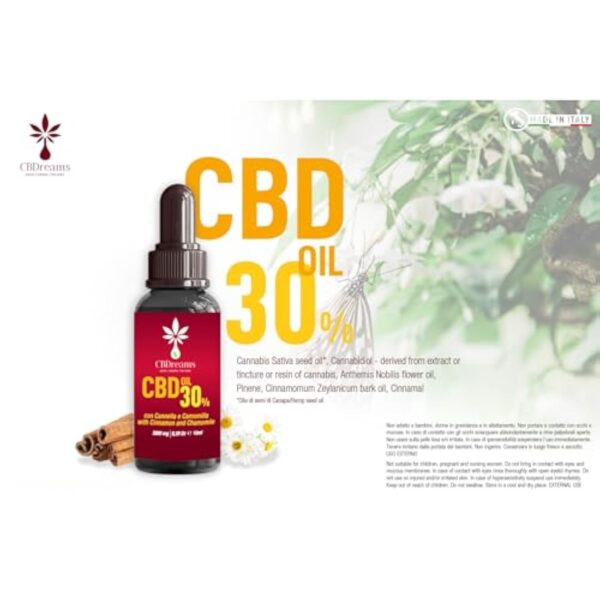 Huile CBD 30% - Huile de Chanvre Bio - Huile de CBD à la Cannelle et à la Camomille - CBD Herbe Végétalien - Huile de CDB Sans Cruauté - Usage Topique - E-Book Gratuit – Image 3