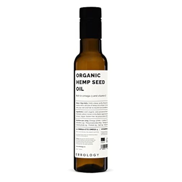 Huile de Graines de Chanvre 100% Bio 250 ml - Pressée à Froid - Qualité Alimentaire Supérieure - Riche en Oméga-3 - Source de Vitamines D et E - Directement de la Ferme - Sans OGM