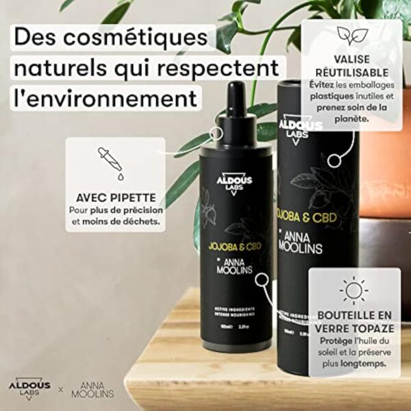 Huile de Jojoba 100% Pure Enrichie en CBD | Pressée à Froid - Vegan | Formule Avancée | Cheveux, Visage, Corps, Ongles, Ongles, Sourcils, Barbe | 100ml | Idée Cadeau Original – Image 3