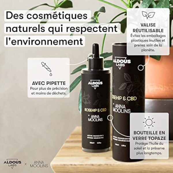 Huile de Rose Musquée 100% Pure Enrichie en CBD | Pressée à Froid - Vegan | Formule Avancée | Cicatrices, Vergetures, Brûlures, Peau, Cheveux, Ongles | 100ml | Idée Cadeau Original – Image 3