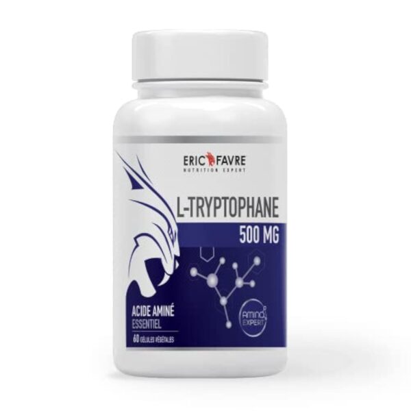 L-TRYPTOPHANE - 500mg Vegan, Améliore la Qualité du Sommeil, Aide à Soulager les Symptômes du Stress - 60 gélules végétales - Eric Favre