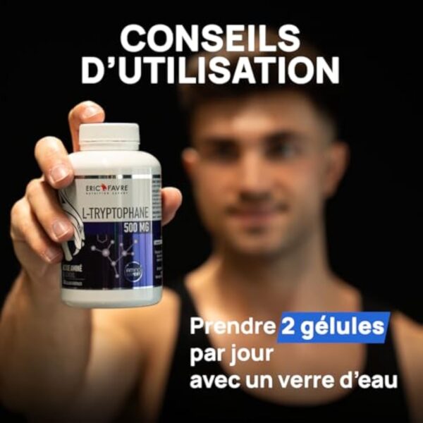 L-TRYPTOPHANE - 500mg Vegan, Améliore la Qualité du Sommeil, Aide à Soulager les Symptômes du Stress - 60 gélules végétales - Eric Favre – Image 4