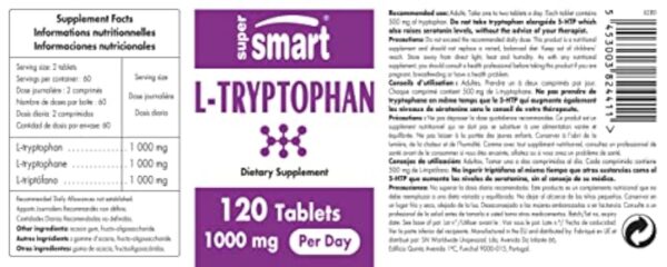 L-Tryptophane 1000 mg par jour - Qualité du sommeil et Endormissement - Précurseur de la Sérotonine, de la Mélatonine, du 5-HTP et de la Niacine - Vegan - Sans Gluten - Supersmart – Image 5