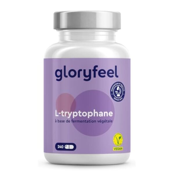 L-Tryptophane 500mg par Dose Quotidienne, 240 Capsules (6 mois d'approvisionnement), Supplément pour Améliorer la Qualité de Sommeil, Complément Tryptophan Relaxant Anti-Stress, 100% Végétalien