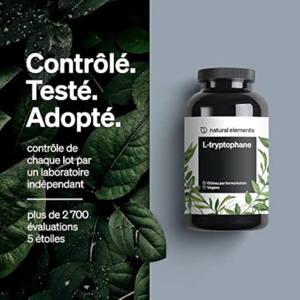 L-Tryptophane 500mg par Capsule – 240 Capsules (8 mois d'approvisionnement) – Supplément pour Améliorer la Qualité de Sommeil – Complément Tryptophan Relaxant Anti-Stress – 100% Végétalien – Image 5