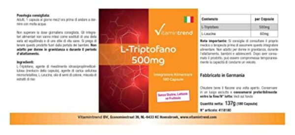 L-Tryptophane 500 mg – 180 gélules – Végétalien – Lot de 6 mois | Vitamintrend® – Image 7