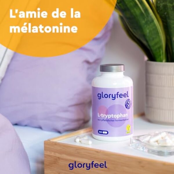 L-Tryptophane 500mg par Dose Quotidienne, 240 Capsules (6 mois d'approvisionnement), Supplément pour Améliorer la Qualité de Sommeil, Complément Tryptophan Relaxant Anti-Stress, 100% Végétalien – Image 9