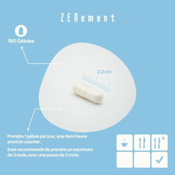 L-Tryptophane Complex, avec Mélatonine, Magnésium + Vitamines B3, B5, B6, 180 Gélules | Induit le sommeil et améliore la qualité du sommeil | sans additifs, Sans Gluten | Zenement – Image 5