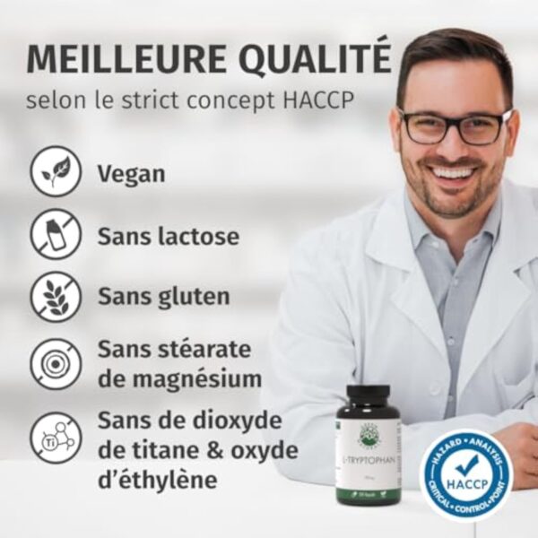 L-tryptophane | Hautement dosé : 700 mg par capsule | 180 gélules | 6 mois de réserve | Végétalien & sans additifs | Green Naturals® – Image 6